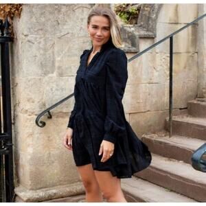 Nasty Gal We’re Outta Tier Check Mini Dress Womens Black Size 6 NEW